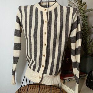Used Women's Basic Black & White Striped Cardigan M